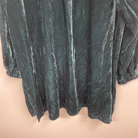 Eileen Fisher Classic Collar Long Sleeve Velvet Shirt SZ 2X Plus Sea Spray Teal - Picture 16 of 16